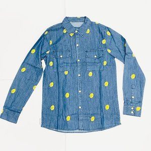 NWT WeLoveFine Cartoon Network Adventure Time Earl of Lemongrab Denim Shirt